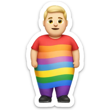 Individual Gay chubby man with pride flag sticker