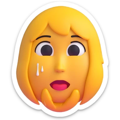 sad woman with a tear, 3d emoji style sticker
