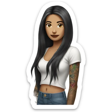 tattooed woman very attractive long hair sticker