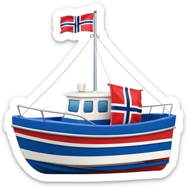 Norwegian flag attached to a boat sticker