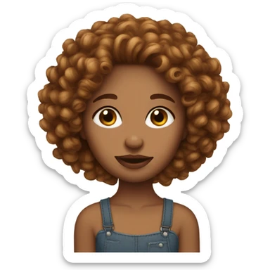 wheat skin girl mid auburn mid curly hair big lips thin nose  sticker