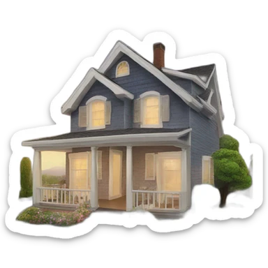 a house in the left corner of a picture of heaven sticker