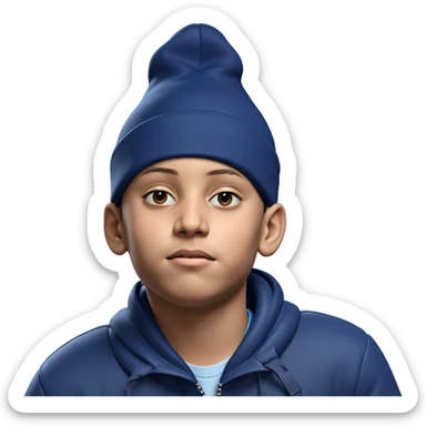 boy in blue hat jacket sticker