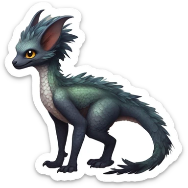  Scaly Cute Edgy Realistic Rare Fantasy Fluffy Slim Vernid-Trico-Melprin-species by LiLaiRa, by Falvie, full body sticker
