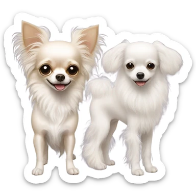 Long haired Chihuahua and a white poodle sticker