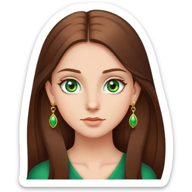 girl with long smooth hair, green eyes, earrings sticker