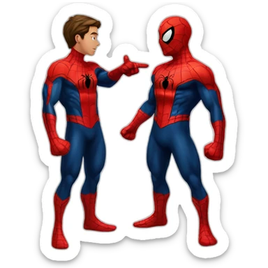 standing spiderman pointing at spiderman sticker