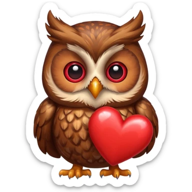 Owl holding several hearts sticker