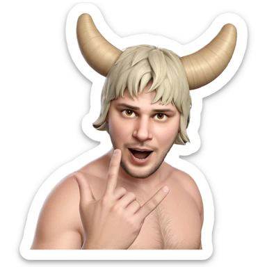 bearded boy with horns sticker