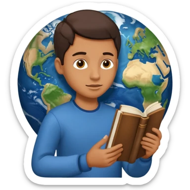 someone who is reading a book to learn the history of our planet  sticker