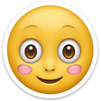 Emoji, yellow round smiling face, big eyes sticker