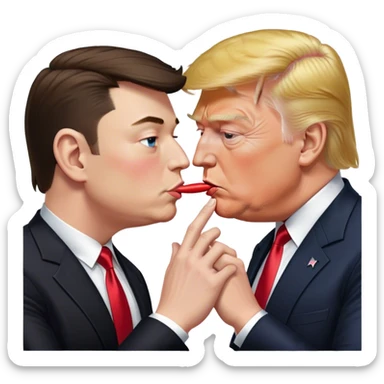 Donald Trump kissing the hand of Elon Musk sticker