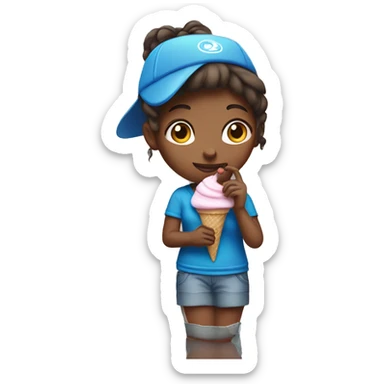 girl with a blue visor on holding a ice cream sticker