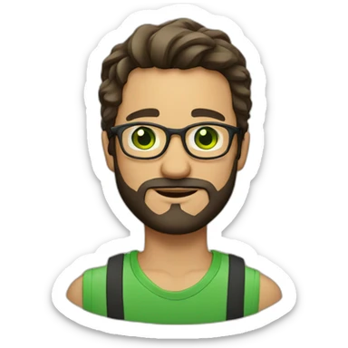 Man 26 yesrs with glasses beard and green eyes sticker