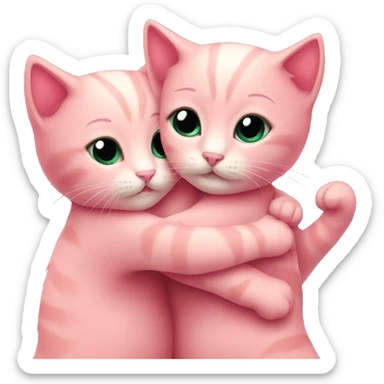 two hugging pink kittens sticker