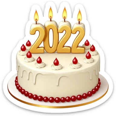 A festive New Year cake with lit candles shaped as the number 2026,
warm lighting, celebratory atmosphere,
soft background, high quality, clean composition sticker
