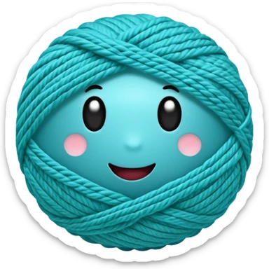 emoji de novelo de crochê na cor ciano sticker