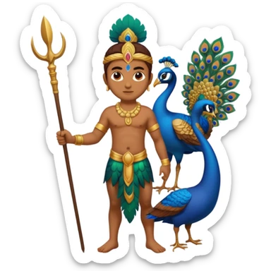 Add spear in Murugan's hand https://www.emojis.com/emoji/lord-murugan-with-peacock-2CT7AkyFuYy sticker