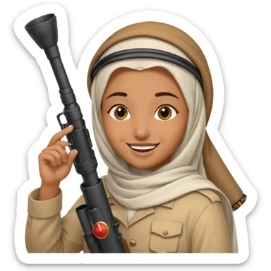 An emarati arab holding a bazooka while sending kisses sticker