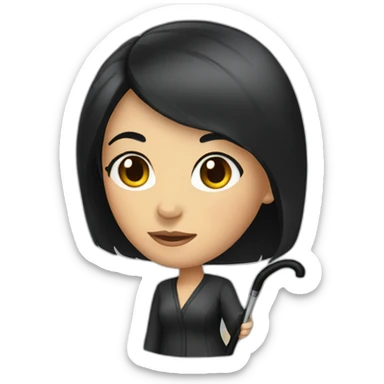A woman with black hair with a cane  sticker