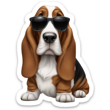 Basset hound with sunglasses  sticker