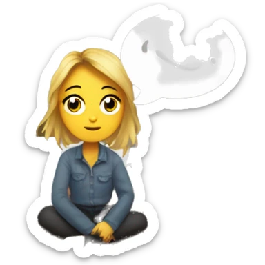  sticker of the girl surrounded by a messy room, with a thought bubble above her head reading "I'll clean this up later... maybe" sticker