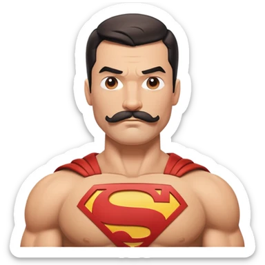 tan super man with straight mustache sticker