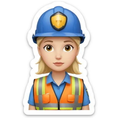 Girl standing with her security helmet and security vest on sticker