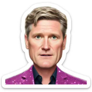 Keir Starmer covered in glitter sticker