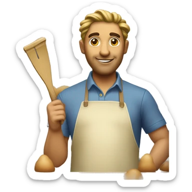 une patissiere a son atelier avec de beaux cheveux et une spatule sticker