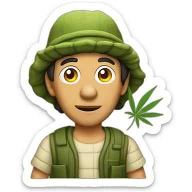 El chavo holds cannabis sticker