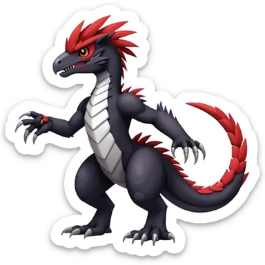 Dark Furry feather-mane Cool Edgy shiny Digimon-Fakemon-Guilmon-Velociraptor full body   sticker