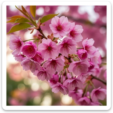 pink cherry blossom cluster, no background sticker