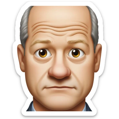 photorealistic Olaf Scholz embarrassed, guiltily shrugs ыфв sticker