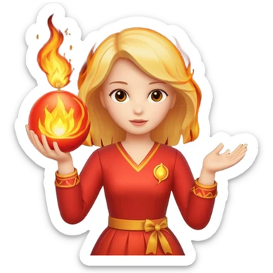 Boneca segurando uma Bola que está queimando sticker