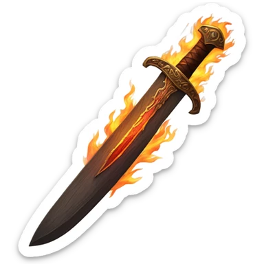 Flaming Wooden sword sticker