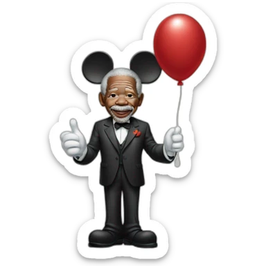 morgan freeman shaking hand mickey mouse sticker