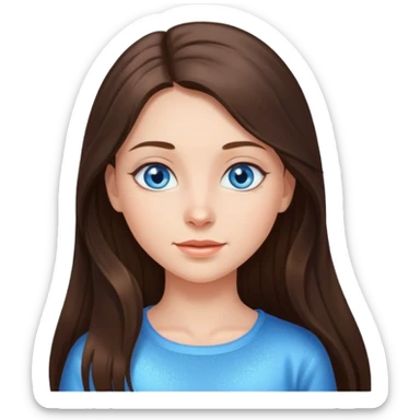 brunette long hair girl with blue eyes sparkling with love sticker