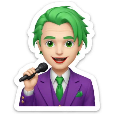 joker with, microphone, singing sticker