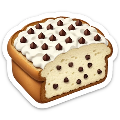 a slice of bread with ricotta and chocolate chips on top sticker