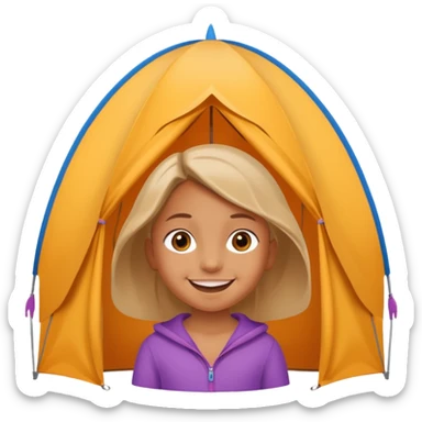 Seven-year-old girl on a trip under a tent sticker