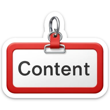 Remove the circle ring, keep the rest of it the same classic red and white name tag with the word 'content' sticker