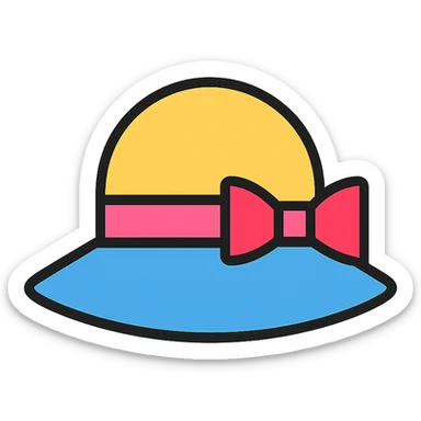 geometric Sophie hat icon inspired by Howl's Moving Castle, basic shapes, clear lines, stylized ribbon, modern icon style sticker