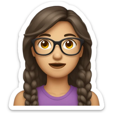 Une fille brune qui porte des lunettes et qui pleure sticker