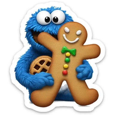 Cookie Monster eating gingerbread man sticker