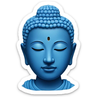 blue budha head with closed eyes sticker