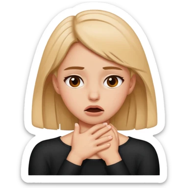 Girl pretending to choking herself out sticker