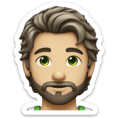 Boy beard green eyes silky hair sticker