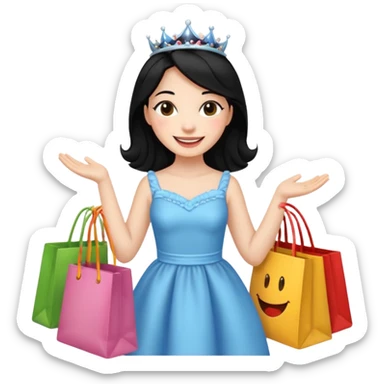 zadowlona czarnowłosa ksiezniczka jest zadowolona z zakupami sticker