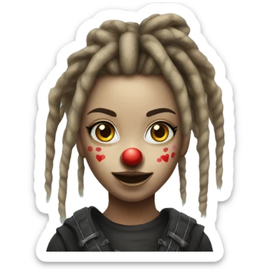 Clown ninja girl portrait, dreadlocks sticker